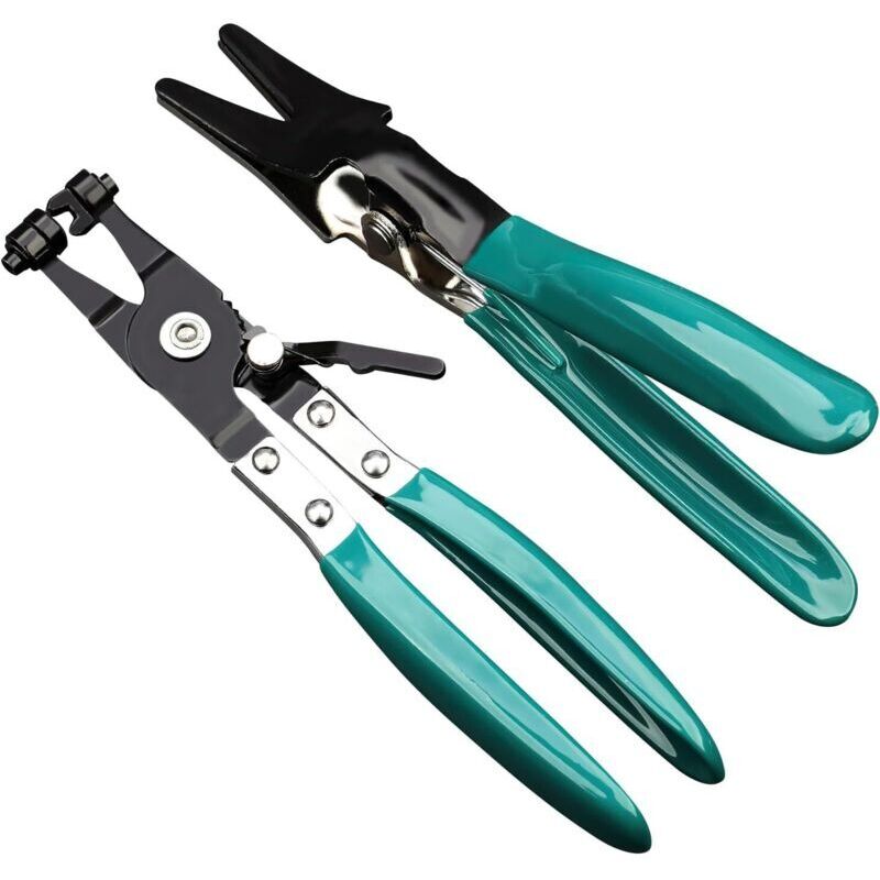 2-Piece Hose Clamp Pliers, Spring Gear Design, Hose Clamp Pliers, for Hose Repair, Suitable for Car and Home Use (Green)