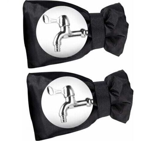 2 Pièce Housse de Robinet Extérieur Couvercle de Protection Antigel de Robinets Vent Résistant Imperméable pour Hiver Jardin Noire，18x15x5cm