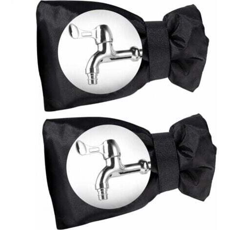 2 Pièce Housse de Robinet Extérieur Couvercle de Protection Antigel de Robinets Vent Résistant Imperméable pour Hiver Jardin Noire,18x15x5cm