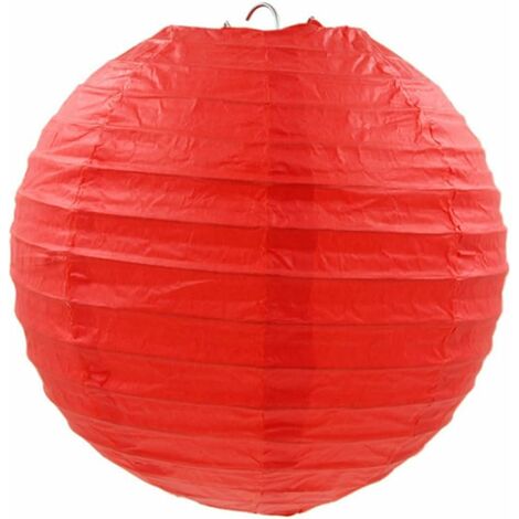 2 Pièce Lampion Papier Décoration de Mariage Maison Fête Lanterne Papier Boule (20cm, Rouge)