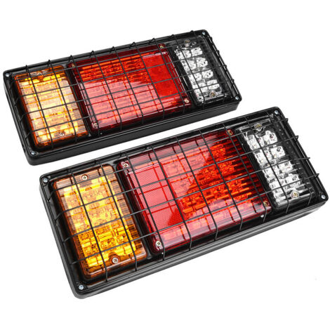 2-Piece LED Trailer Lights, Universal LED Tail Brake Light, LED Truck Trailer Rear Lights, 40 LED Waterproof Tail Flasher Brake Light with Protective Net