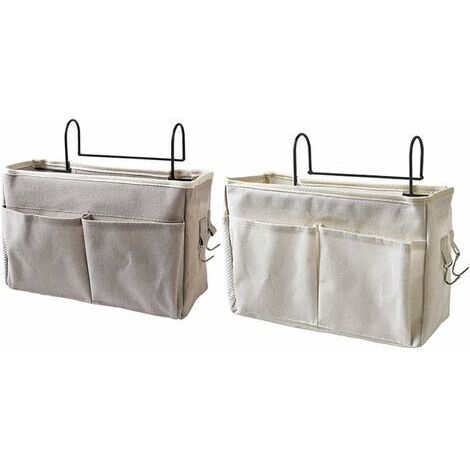2 Pièce Organisateur de Chevet, Poches de Chevet à Suspendre, Sac de Rangement à Suspendre pour Table de Chevet, Poche de Rangement Chevet, pour Montre, Téléphone Portable, Lunettes, Magazines