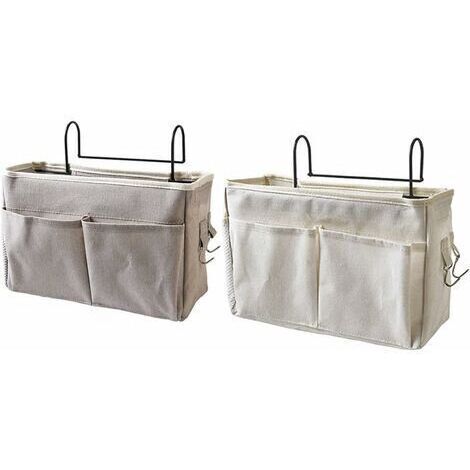 2 Pièce Organisateur de Chevet, Poches de Chevet à Suspendre, Sac de Rangement à Suspendre pour Table de Chevet, Poche de Rangement Chevet, pour Montre, Téléphone Portable, Lunettes, Magazines