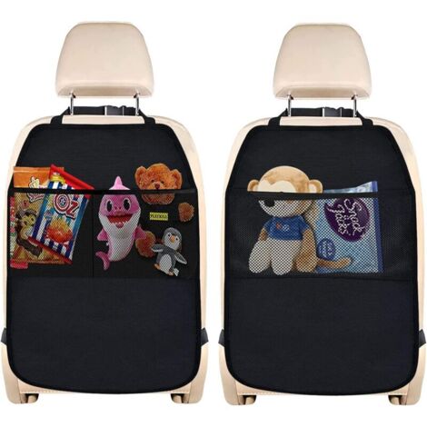 2 Pièce Organiseur Siege Enfant, Universel Protections de Sièges Arrière Voiture avec 2 Poches pour Impermérable et Saleté - Noir，43.867cm