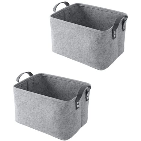 2 Pièce Panier Feutre, Care Panier Rangement, Rangement Feutre, avec Poignée, pour Vêtements, Serviettes, Articles de Toilette, Livres (Gris)