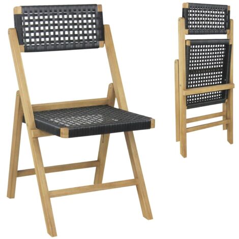 2 Piece Patio Folding Chairs Portable Garden Solid Teak Wood Dining Chairs