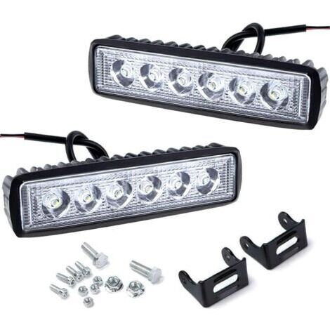 2 Piece Phare de Travail LED,12v 24v Projecteur Spot Phare de Travail Longue Portee LED Phare pour Moto Voiture Camion Tracteur SUV Bateau (18W)