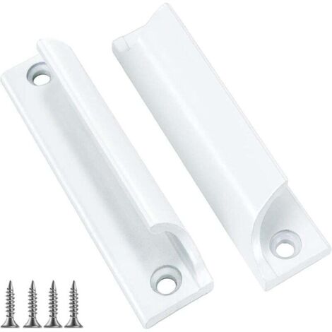 2 PièCe Poignee De Porte Exterieur- PoignéE Porte Coulissante, Invisible De Poignee De Meuble IntéRieure, Entraxe 90mm (blanc)