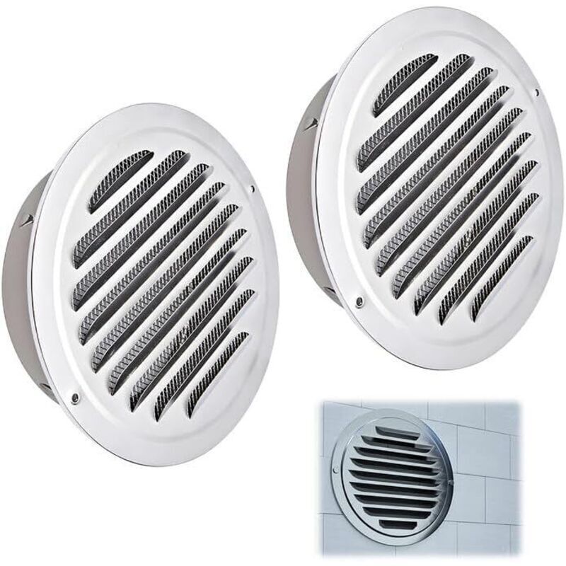 Image of 2-Piece Round Ventilation Grille, 100mm Stainless&hellip;