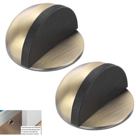 2-Piece Set - Door Stop - Door Clip - Self-Adhesive - Anti-Collision - Door Buffer Pad - Suitable for Bathrooms and Kitchens - Copper Color - 4.54.52.6 cm