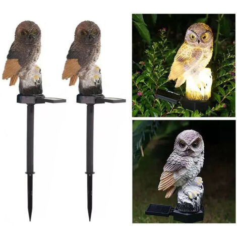 2-Piece Set of LED Garden Owl Lights – Waterproof, Energy-Saving Outdoor Light – Garden Decoration, Brown