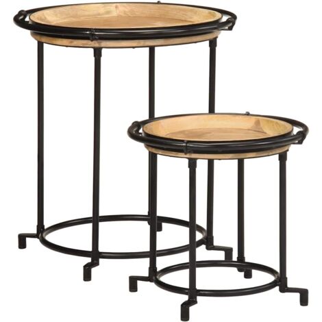 2 Piece Side Table Set Solid Wood Mango vidaXL
