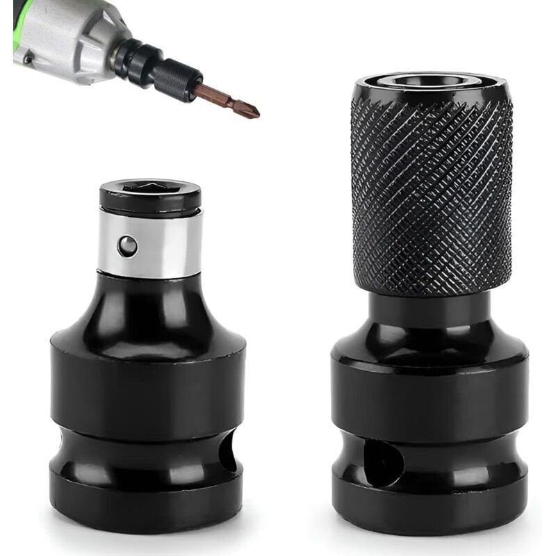 2-Piece Socket Adapter Set for Impact Wrenches, Steel Impact Driver Bit, 1/2