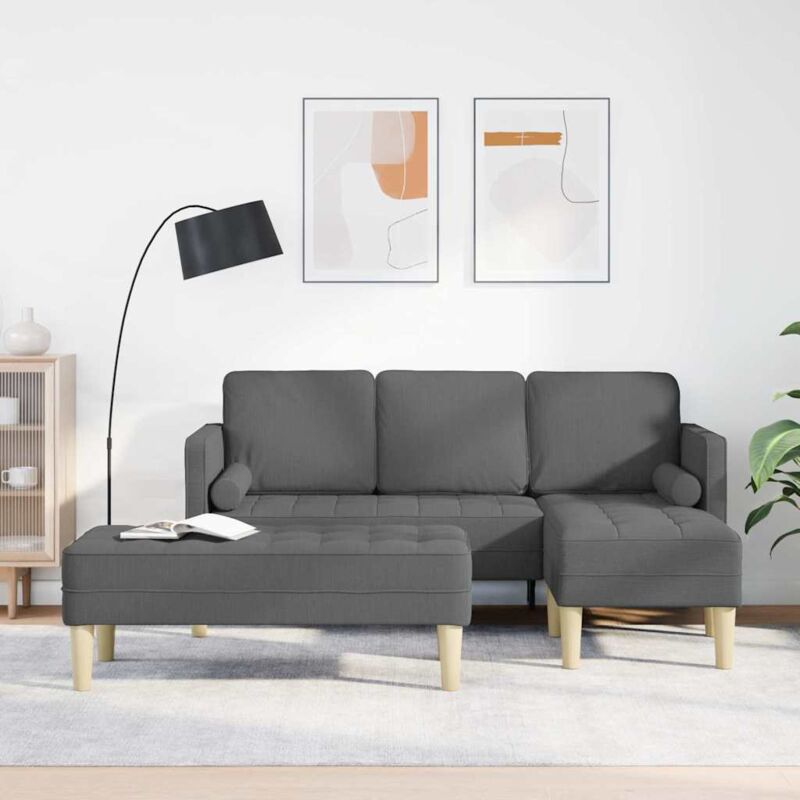 Vidaxl Sofa Set 2 Pcs Dark Grey 173 X 131 X 67 Cm Fabric