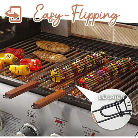 2-Piece Square Grill Net, Portable Stainless Steel Grill Net, Outdoor Grill Tongs, Grilling Tools, Kitchen Accessories