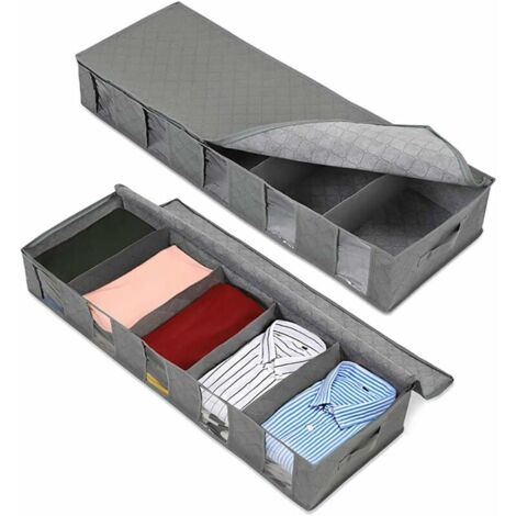 2 Piece Storage Bag Foldable Under Bed Storage Boxes, Highly Durable for Bedding, Clothes, Blankets, Pillows, Quilt Season Items Storage