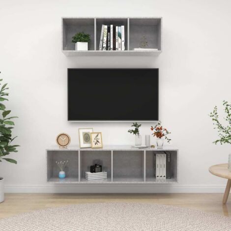 2 Piece TV Cabinet Set Concrete Grey Engineered Wood vidaXL