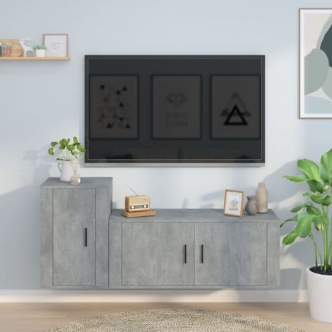 2 Piece TV Cabinet Set Concrete Grey Engineered Wood vidaXL
