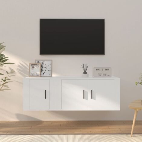 2 Piece TV Cabinet Set White Engineered Wood vidaXL
