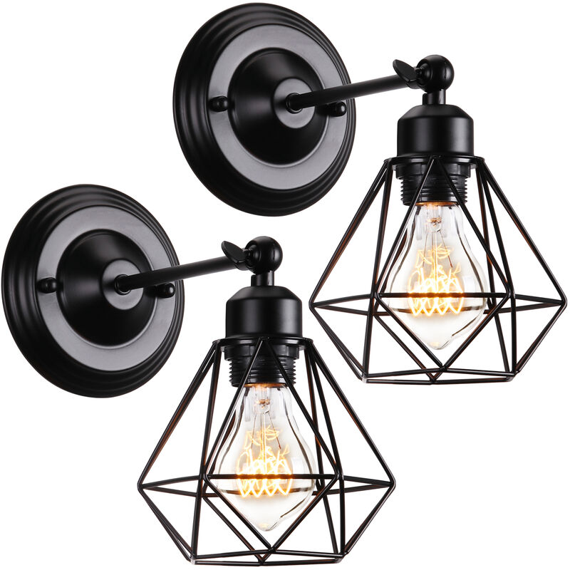 Stoex - (2 Piece)16CM Antique Wall Lamp Industrial Wall Light Vintage Wall Light Retro Wall Sconce Black