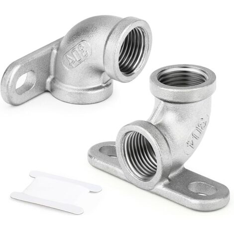 2 Pièces 1/2" BSP coude femelle avec plaque de base, raccords de tuyauterie en fonte d’acier inoxydable 304