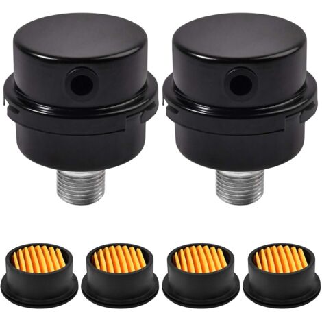2 pièces 1/2" Filetage Silencieux pour compresseur d'air avec éléments de rechange Filtre d'admission Accessoires silencieux -