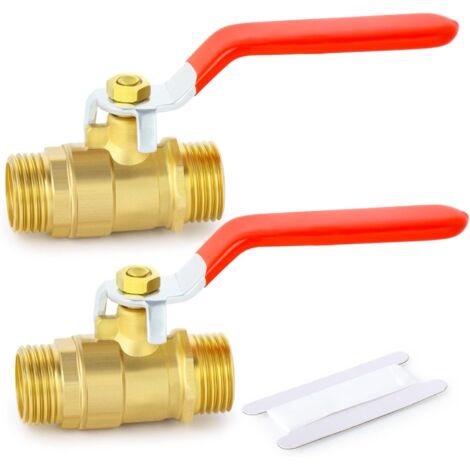 2 pièces 1/4 "BSP femelle à robinet tournant sphérique en laiton avec 4 1/4" connecteurs mâle mâle, adapté pour la connexion de raccords tuyauterie - 1/2" M X