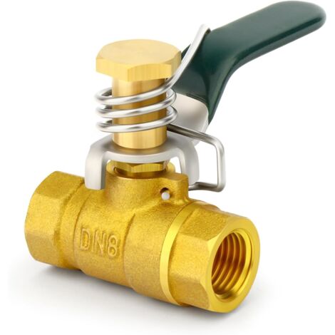 2 pièces 1/4 "BSP femelle à robinet tournant sphérique en laiton avec 4 1/4" connecteurs mâle mâle, adapté pour la connexion de raccords tuyauterie - 1/4"F-1/4"F(à ressort)