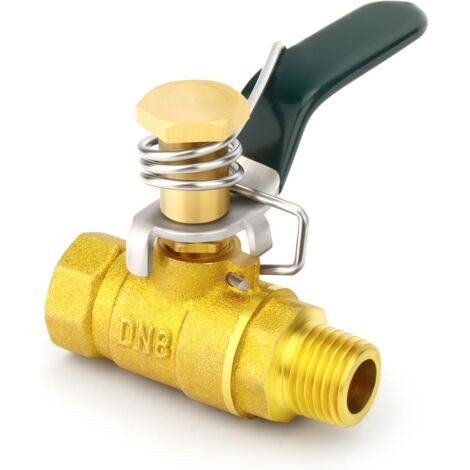 2 pièces 1/4 "BSP femelle à robinet tournant sphérique en laiton avec 4 1/4" connecteurs mâle mâle, adapté pour la connexion de raccords tuyauterie - 1/4"M-1/4"M(à ressort)