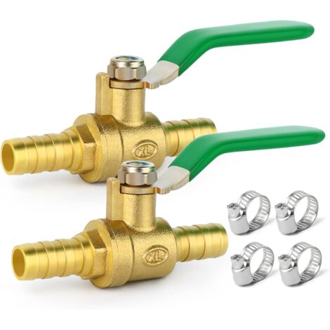 2 pièces 1/4 "BSP femelle à robinet tournant sphérique en laiton avec 4 1/4" connecteurs mâle mâle, adapté pour la connexion de raccords tuyauterie - 10MM (2 WAY)
