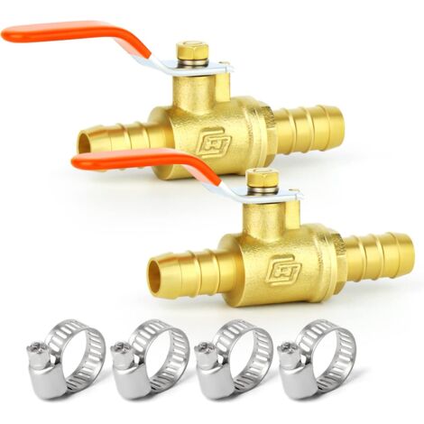 2 pièces 1/4 "BSP femelle à robinet tournant sphérique en laiton avec 4 1/4" connecteurs mâle mâle, adapté pour la connexion de raccords tuyauterie - 12MM (2 WAY)