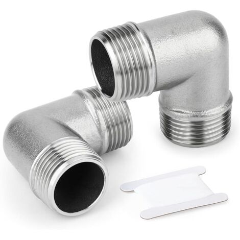 2 pièces 1/4" pouce mâle à mâle en acier inoxydable 304 90 degrés pour les connexions de tuyaux