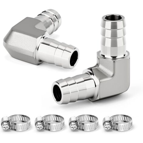 2 pièces 1/8 "femelle BSP x 1/8" mâle filetage forgé en acier inoxydable 90 degrés coude connecteur SUS 304 raccords de tuyauterie - 10MM(Barb 2Pcs)