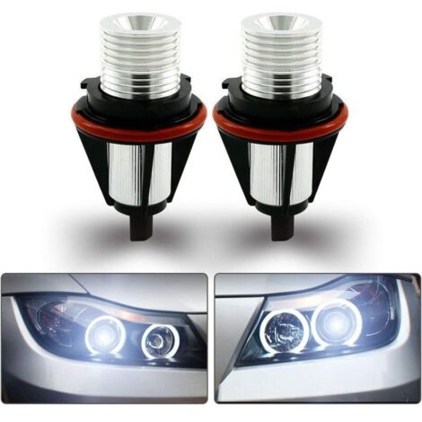2 pièces 1000LM Angel Eyes lumière voiture ampoule Led Halo anneau marqu 5W 6000K blanc pour BMW E39 E60 E53 E63 E64 (blanc)