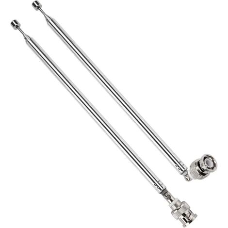 2 Pièces 100cm 7 Sections Antenne Télescopique, Antenne Télescopique Portable FM, Antennes Radio FM Télescopiques Portables, avec Connecteur BNC, pour TV Dab AM/FM Réception Stéréo