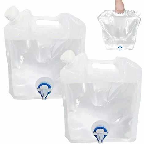 2 Pièces 10L Bidons Eau Pliables avec Robinet,Réservoir Pliant d'eau Potable Réutilisables,pour Le Sport,Camping,Randonnée,Pique-niques,Barbecues,Activités en Plein Air（Blanc） DRIVE