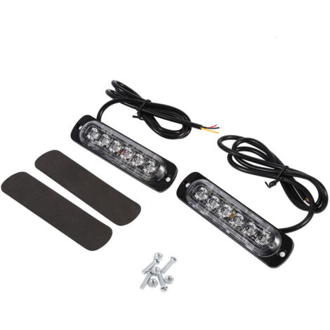 2 Pièces 12 V 6 LED Voiture Camion Avertissement D'urgence Lumière Stroboscopique Lampe Clignotante de Danger Haute luminosité 19 Modes D'éclairage pour Voitures Motos SUV (Lumière bleue rouge).