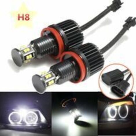 2 pièces 120 W H8 LED Auto Phare De Voiture Ange Eye Ring Ampoule Pour BMW E82 E87 E88 E90 E91 E92 E93 E60 E61 E63 E64 E84 X1 E70 X5 E71 E72 X6 E89 Z4 Canbus Sans Erreur