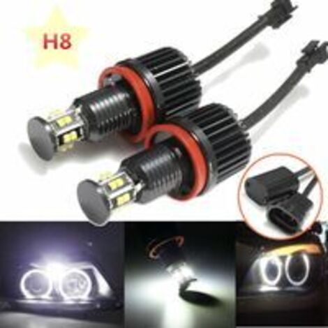 2 pièces 120 W H8 LED Auto Phare De Voiture Ange Eye Ring Ampoule Pour BMW E82 E87 E88 E90 E91 E92 E93 E60 E61 E63 E64 E84 X1 E70 X5 E71 E72 X6 E89 Z4 Canbus Sans Erreur
