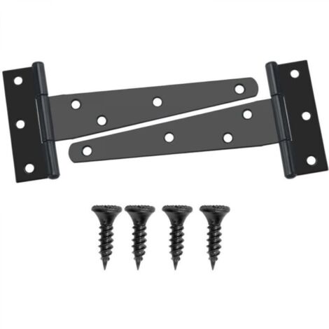 2 Pièces 125mm Charnières en T, Charnières de Porte de Grange Détachées, Porte Charnières Métallique avec 14 Vis