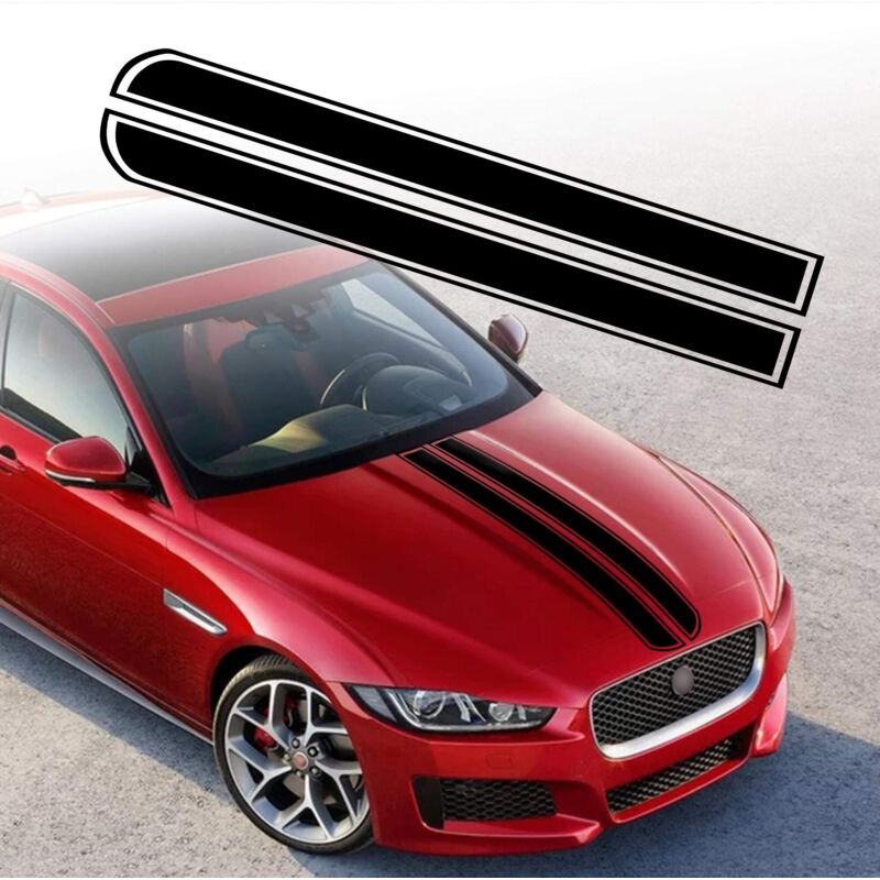 Woiyic 2 Pieces 129cm X 24cm Car Hood Stripe Sticker Auto Racing Body Side Stripe Decal Hood Roof Skirt Bumper Stripe Decal Modified Vinyl Decoration For Car