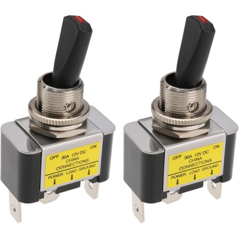 2 Pièces 12V 30A 3 Broches Interrupteur à Bascule avec Pointe LED Rouge Lumière de Tableau de Bord de Voiture pour Automobile Voiture Camion Véhicule Automatisation Électronique
