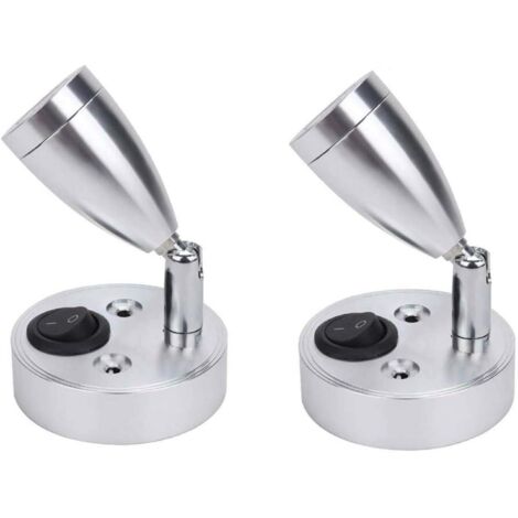 2 pièces 12V LED lampe de chevet murale interrupteur réglable camping-car caravane van caravane éclairage intérieur (argent)-Fei Yu
