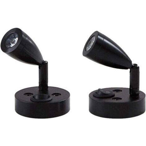 2 pièces 12V LED Spot Lampe de Lecture Murale de Chevet Interrupteur réglable Camping-Car Caravane Van Caravane lumière intérieure pour Bateau Camping-Car (Noir,Court)·