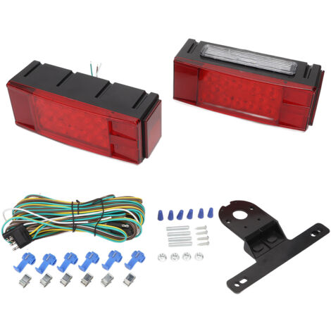 2 pièces 12V lumières de remorque LED Submersible étanche feu arrière rectangulaire pour bateaux marins RV