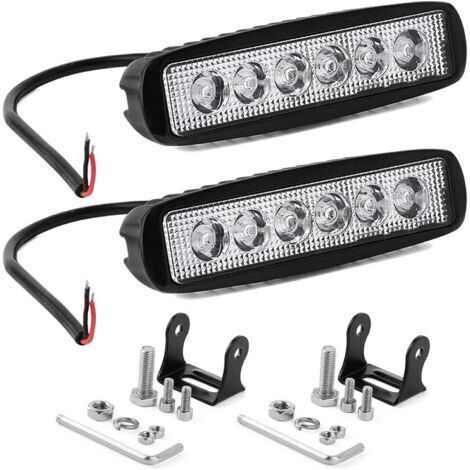 2 Pièces 15cm Phare de Travail LED 18W Projecteur Led Voiture 12V 24V Etanche IP67 Spot Feux Antibrouillard 1800lm Feux de Travail pour Voiture Camion Tracteur SUV Bateau