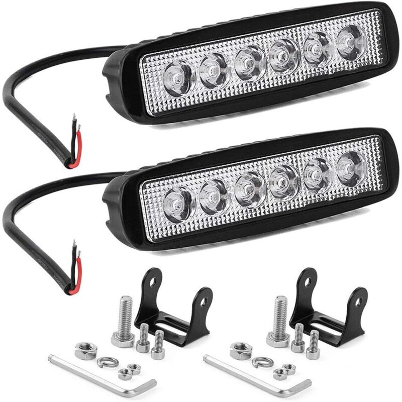 2 Pièces 15cm Phare de Travail LED 18W Projecteur LED Voiture 12V 24V Etanche IP67 Spot Feux Antibrouillard LED 1200lm Feux de Travail pour Voiture