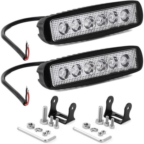 2 Pièces 15cm Phare de Travail LED 18W Projecteur LED Voiture 12V 24V Etanche IP67 Spot Feux Antibrouillard LED 1200lm Feux de Travail pour Voiture Camion Tracteur SUV Bateau