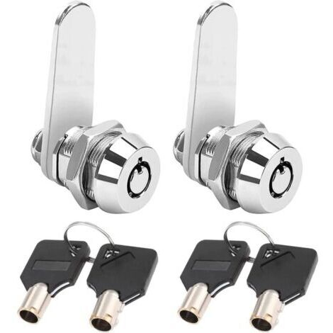 2 Pièces 16mm serrure à came tubulaire à filetage, serrure à cylindre verrou de serrures pour barillet boîte aux lettres pour porte tiroir placard, boîte aux lettres avec clés identiques