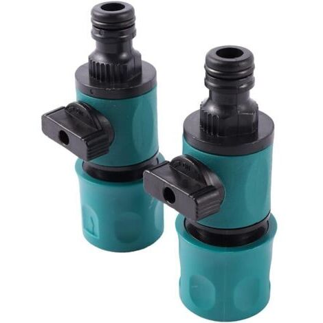 2  pièces 16mm Tuyau d'arrosage connecteur rapide avec robinet d'arrêt 2 voies